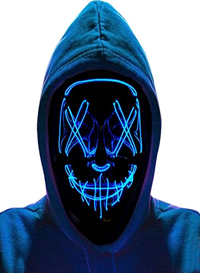 قناع هالوين LED Purge – قناع جمجمة مضيء بالنيون مناسب للتنكر والمهرجانات - Image 1